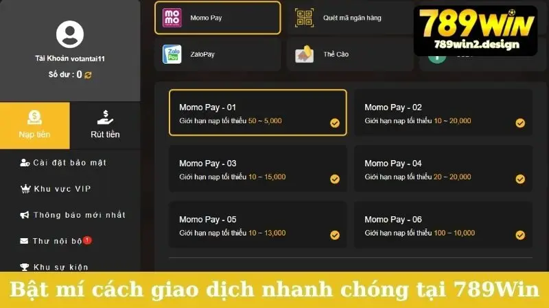 Bật mí cách giao dịch nhanh chóng tại nhà cái 789Win